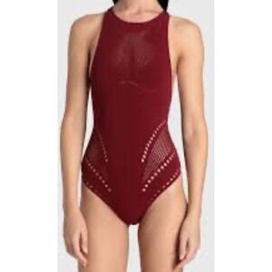 Stella‎ McCartney Women's Maroon Racerback Bodysuit Sleeveless Stretch SZ M